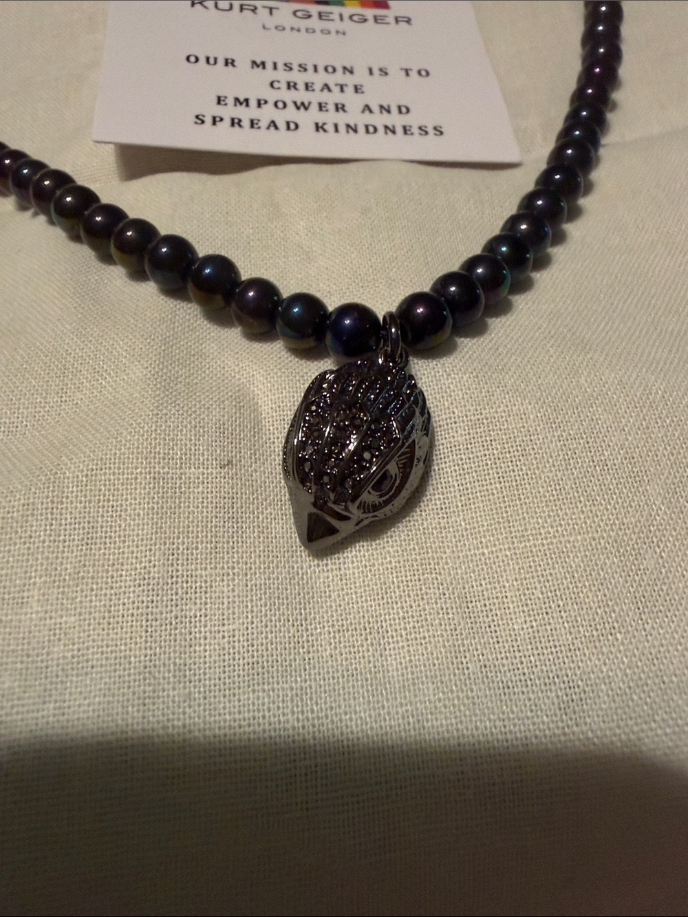 Kurt Geiger London Signature Eagle Pearl Short Pendant Necklace - Picture 3 of 6